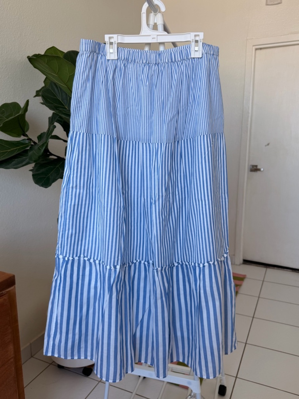 J. Crew Blue and White Striped Tiered Maxi Skirt - Picture 4 of 14